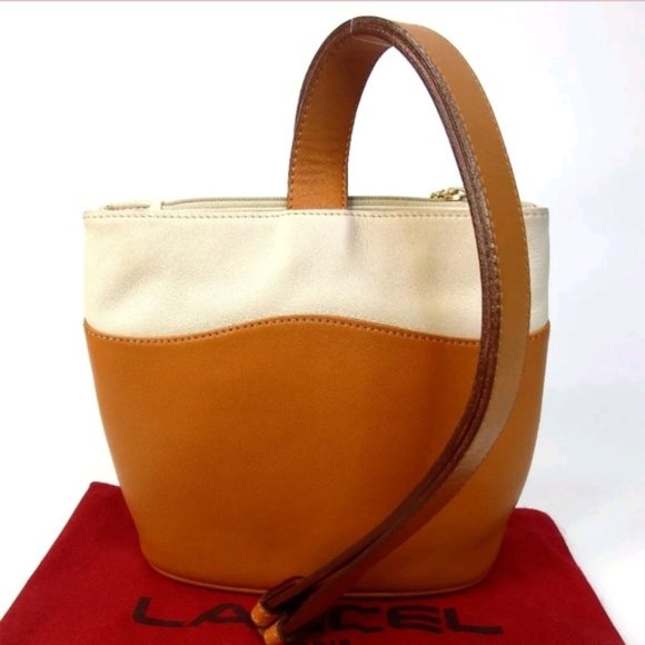 Unique vintage Lancel leather satchel tote bag